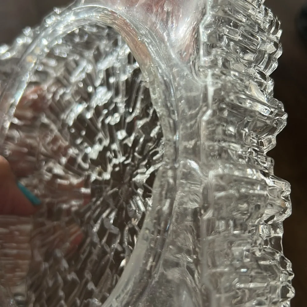 VTG Ice Glass Square Textured Crystal Dish | Mid Century Modern